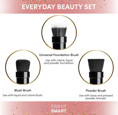 New 3in1 Vibration Makeup Brush 360 ° Automatic Rotation for Quick Face Makeup Powder Blush Electric Applicator Cosmetics Tools UNINEED