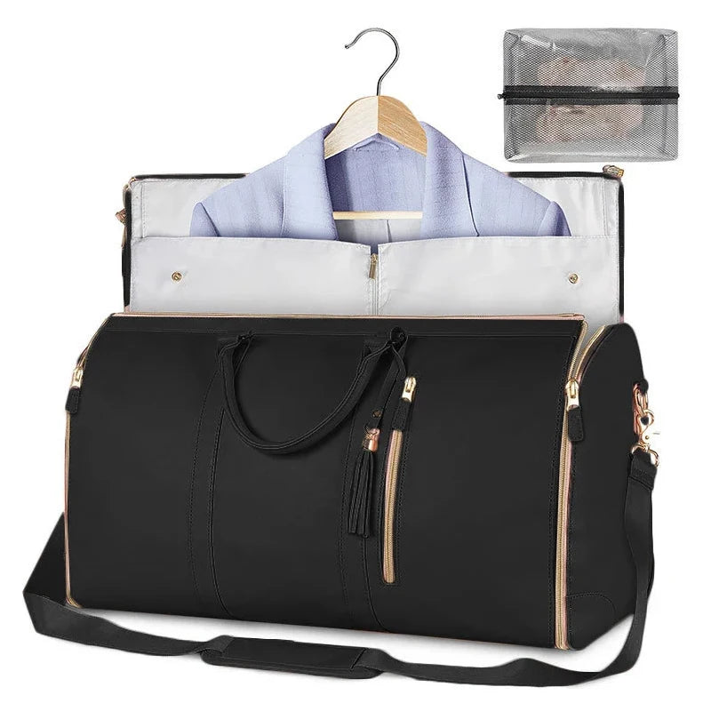 Custom Letters Carrry On PU Leather Garment Bag For Women Large Size Pu Foldable Duffle Suit Bag For Travel UNINEED