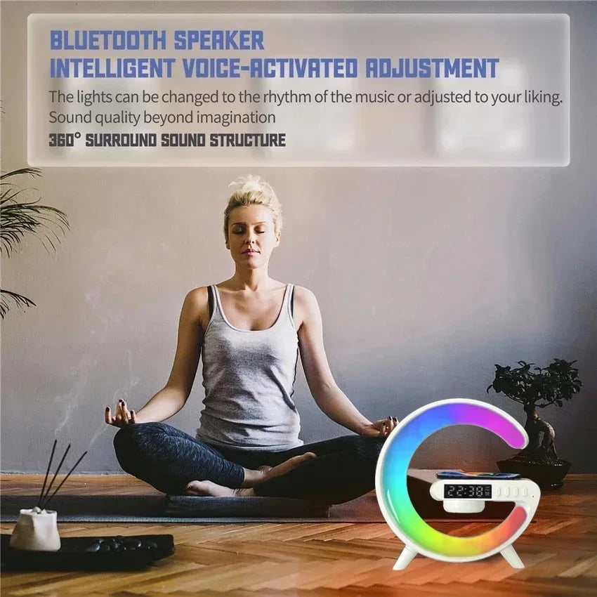 RGB Night Light Lamp Multifunction Alarm Clock  Blueotooth Speaker 15W Wireless Charger - UNINEED